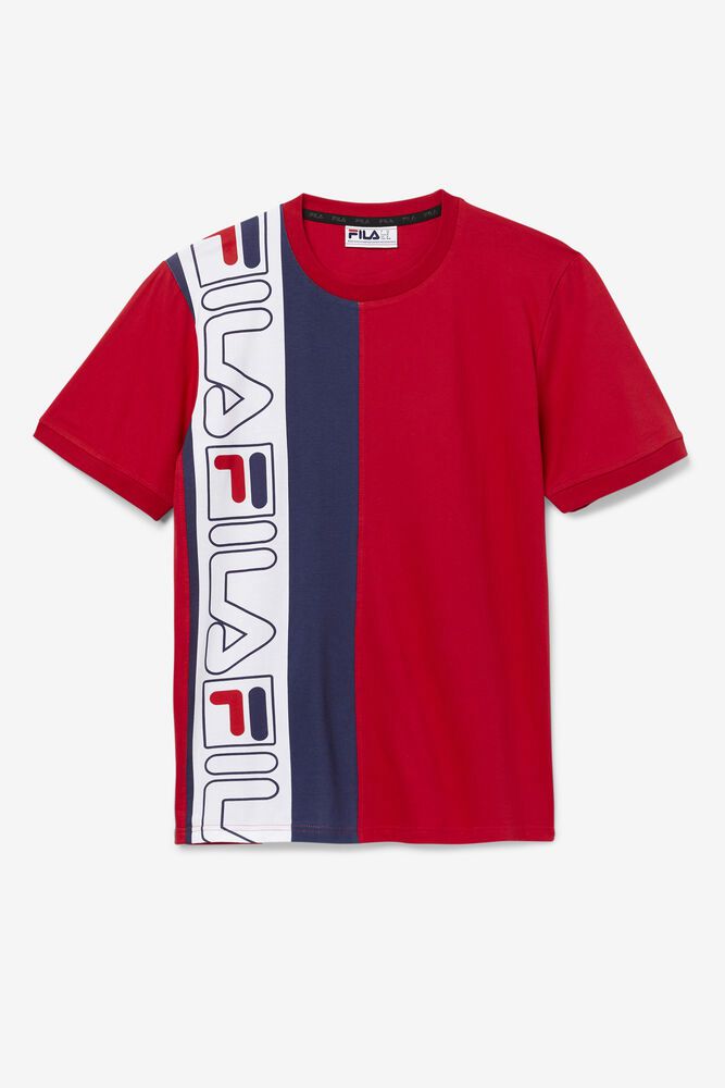 Fila T Skjorte Herre Rød/Marineblå Dixon 280964-XKR